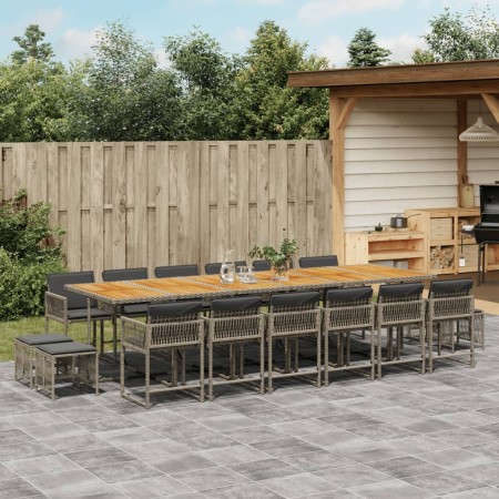 Set comedor de jardín 17 pzas y cojines ratán sintético gris by , Garden sets - Ref: Foro24-3211550, Price: 968,47 €, Discoun...