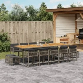 Set comedor de jardín con cojines 15 pzas ratán sintético gris by , Garden sets - Ref: Foro24-3211538, Price: 939,04 €, Disco...