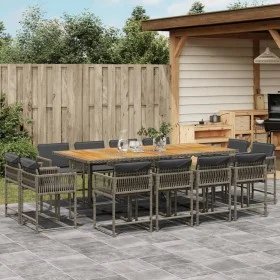 Set comedor de jardín con cojines 13 pzas ratán sintético gris by , Garden sets - Ref: Foro24-3211586, Price: 907,54 €, Disco...