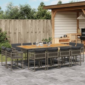 Set comedor de jardín con cojines 13 pzas ratán sintético gris by , Garden sets - Ref: Foro24-3211586, Price: 792,84 €, Disco...