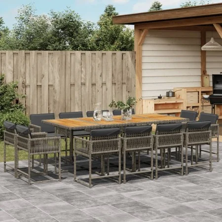 Set comedor de jardín con cojines 13 pzas ratán sintético gris by , Garden sets - Ref: Foro24-3211586, Price: 907,54 €, Disco...