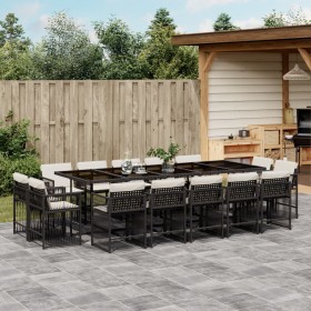 Garten-Essgruppe mit 15-teiligen Kissen aus schwarzem Kunststoff-Rattan. von , Gartensets - Ref: Foro24-3211770, Preis: 893,9...