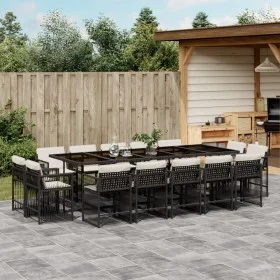 Set comedor de jardín con cojines 15 pzas ratán sintético negro by , Garden sets - Ref: Foro24-3211770, Price: 1,00 €, Discou...