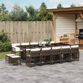 Set comedor de jardín y cojines 15 pzas ratán sintético marrón by , Garden sets - Ref: Foro24-3211713, Price: 925,67 €, Disco...