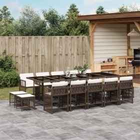 Set comedor de jardín y cojines 15 pzas ratán sintético marrón by , Garden sets - Ref: Foro24-3211713, Price: 863,96 €, Disco...