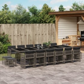Garten-Essgruppe 17-teilig mit grauen Polstern aus synthetischem Rattan von , Gartensets - Ref: Foro24-3211724, Preis: 924,31...
