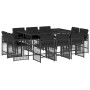 Set de comedor jardín 11 pzas con cojines ratán sintético negro by , Garden sets - Ref: Foro24-3211747, Price: 579,14 €, Disc...