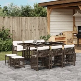 Set comedor de jardín 11 pzas y cojines ratán sintético marrón by , Garden sets - Ref: Foro24-3211689, Price: 570,88 €, Disco...