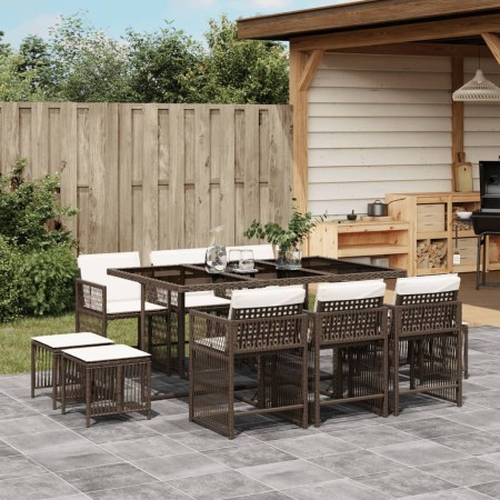 Set comedor de jardín 11 pzas y cojines ratán sintético marrón by , Garden sets - Ref: Foro24-3211689, Price: 506,93 €, Disco...