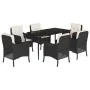 Set de comedor de jardín 7 pzas y cojines ratán sintético negro by , Garden sets - Ref: Foro24-3211910, Price: 698,57 €, Disc...