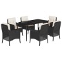 Set de comedor de jardín 7 pzas y cojines ratán sintético negro by , Garden sets - Ref: Foro24-3211910, Price: 720,86 €, Disc...