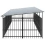 Outdoor dog kennel with steel roof 9.38 m² by , Dog kennels and fences - Ref: Foro24-3124610, Price: 855,59 €, Discount: %