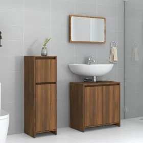 3-teiliges Badezimmermöbelset aus Eichenholz-Sperrholz in Braun. von , Badezimmermöbel - Ref: Foro24-3143933, Preis: 115,89 €...