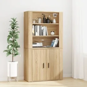 Tall plywood oak-colored sideboard by , Sideboards - Ref: Foro24-3185362, Price: 149,22 €, Discount: %
