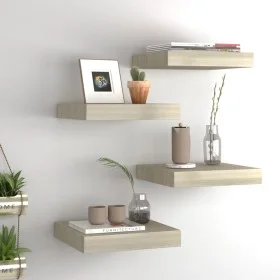 Floating wall shelves 4 pcs MDF oak 23x23.5x3.8 cm by vidaXL, Shelves and shelves - Ref: Foro24-323867, Price: 37,52 €, Disco...