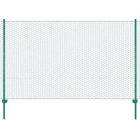 Wire mesh fence with green 25x2 m steel posts by , fence panels - Ref: Foro24-144607, Price: 158,12 €, Discount: %
