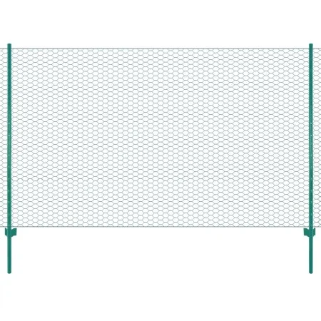 Wire mesh fence with green 25x2 m steel posts by , fence panels - Ref: Foro24-144607, Price: 158,12 €, Discount: %