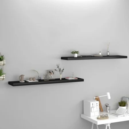 Floating wall shelves 2 pcs MDF black 120x23.5x3.8 cm by vidaXL, Shelves and shelves - Ref: Foro24-323842, Price: 46,71 €, Di...