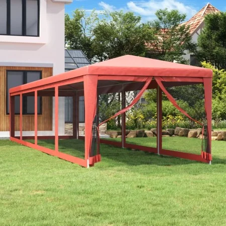Party tent with 10 red HDPE mesh walls 3x12 m by , Tents and gazebos - Ref: Foro24-319250, Price: 190,97 €, Discount: %