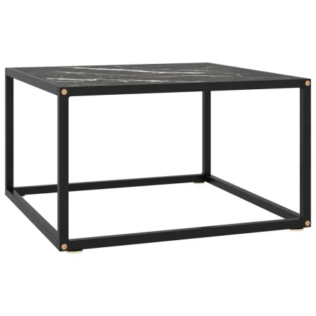 Mesa de centro negra con vidrio de mármol negro 60x60x35 cm de , Mesas de centro - Ref: Foro24-322874, Precio: 65,86 €, Descu...