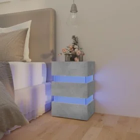 Bedside table with LED lights, engineered wood in gray concrete, 45x35x67 cm by , Nightstands - Ref: Foro24-326844, Price: 12...