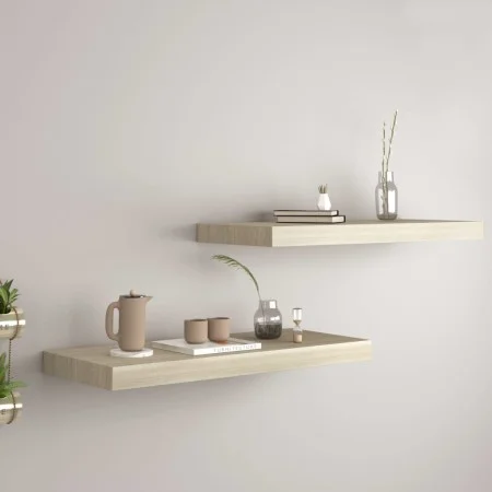 Floating wall shelves 2 pcs MDF oak 60x23.5x3.8 cm by vidaXL, Shelves and shelves - Ref: Foro24-323875, Price: 35,59 €, Disco...