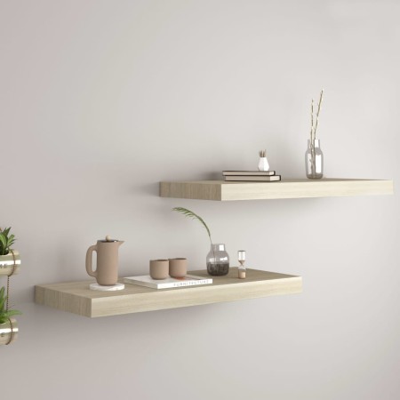 Schwebende Wandregale 2 Stück MDF-Eiche 60x23,5x3,8 cm von vidaXL, Regale und Regale - Ref: Foro24-323875, Preis: 37,73 €, Ra...