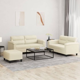 3-piece faux leather cream sofa set with cushions by , Sofas - Ref: Foro24-3202368, Price: 556,32 €, Discount: %