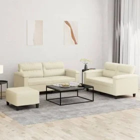 3-piece faux leather cream sofa set with cushions by , Sofas - Ref: Foro24-3202368, Price: 528,79 €, Discount: %