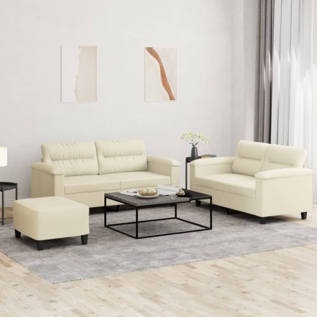 3-piece faux leather cream sofa set with cushions by , Sofas - Ref: Foro24-3202368, Price: 556,32 €, Discount: %