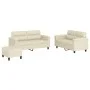 3-piece faux leather cream sofa set with cushions by , Sofas - Ref: Foro24-3202368, Price: 528,79 €, Discount: %