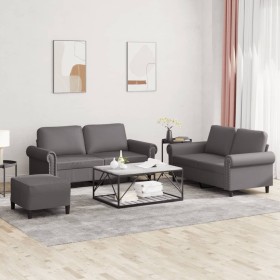 3-piece gray faux leather sofa set with cushions by , Sofas - Ref: Foro24-3202157, Price: 495,79 €, Discount: %