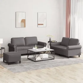 Juego de sofás con cojines 3 piezas cuero sintético gris de , Sofás - Ref: Foro24-3202157, Precio: 488,32 €, Descuento: %