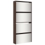 Shoe cabinet with mirror 4 levels brown oak 63x17x134 cm by , Shoe racks and shoe organizers - Ref: Foro24-3228279, Price: 17...