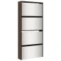 Shoe cabinet with mirror 4 levels brown oak 63x17x134 cm by , Shoe racks and shoe organizers - Ref: Foro24-3228279, Price: 17...
