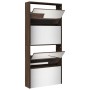 Shoe cabinet with mirror 4 levels brown oak 63x17x134 cm by , Shoe racks and shoe organizers - Ref: Foro24-3228279, Price: 17...