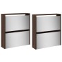 Shoe cabinet with mirror 4 levels brown oak 63x17x134 cm by , Shoe racks and shoe organizers - Ref: Foro24-3228279, Price: 17...