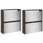 Shoe cabinet with mirror 4 levels brown oak 63x17x134 cm by , Shoe racks and shoe organizers - Ref: Foro24-3228279, Price: 17...