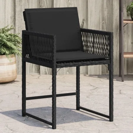 Garden chairs with cushions, 4 units, black synthetic rattan by , Garden chairs - Ref: Foro24-365018, Price: 181,39 €, Discou...