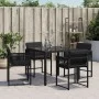 Garden chairs with cushions, 4 units, black synthetic rattan by , Garden chairs - Ref: Foro24-365018, Price: 181,39 €, Discou...