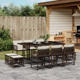 Garden dining set 11 pieces with brown synthetic rattan cushions by , Garden sets - Ref: Foro24-3211509, Price: 528,82 €, Dis...