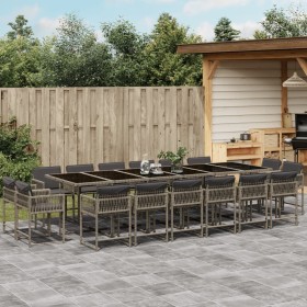 Set comedor de jardín 17 pzas y cojines ratán sintético gris de , Conjuntos de jardín - Ref: Foro24-3211604, Precio: 972,55 €...