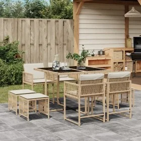 9-piece garden dining set with beige synthetic rattan cushions by , Garden sets - Ref: Foro24-3211498, Price: 378,51 €, Disco...