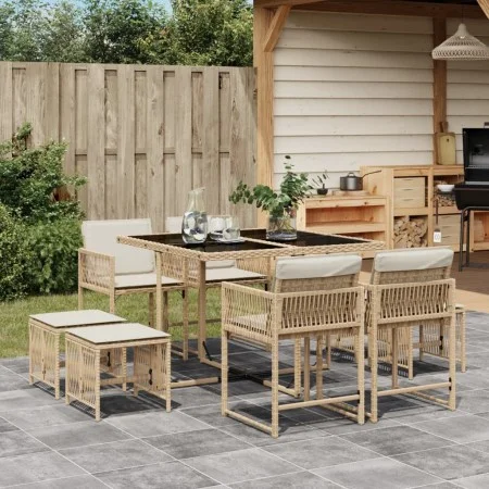 9-piece garden dining set with beige synthetic rattan cushions by , Garden sets - Ref: Foro24-3211498, Price: 378,51 €, Disco...
