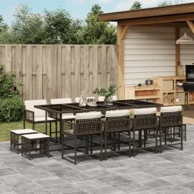 Set muebles de jardín 13 pzas y cojines ratán sintético marrón by , Garden sets - Ref: Foro24-3211521, Price: 729,96 €, Disco...