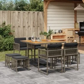 Garten-Essgruppe, 9-teilig, mit grauen Polstern aus synthetischem Rattan. von , Gartensets - Ref: Foro24-3211502, Preis: 411,...