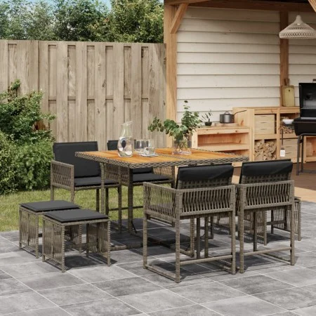 Garten-Essgruppe, 9-teilig, mit grauen Polstern aus synthetischem Rattan. von , Gartensets - Ref: Foro24-3211502, Preis: 411,...