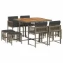 Garden dining set 9 pieces and gray synthetic rattan cushions by , Garden sets - Ref: Foro24-3211502, Price: 411,21 €, Discou...