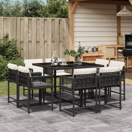 9-piece garden dining set with black synthetic rattan cushions by , Garden sets - Ref: Foro24-3211554, Price: 387,30 €, Disco...