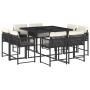 9-piece garden dining set with black synthetic rattan cushions by , Garden sets - Ref: Foro24-3211554, Price: 387,30 €, Disco...